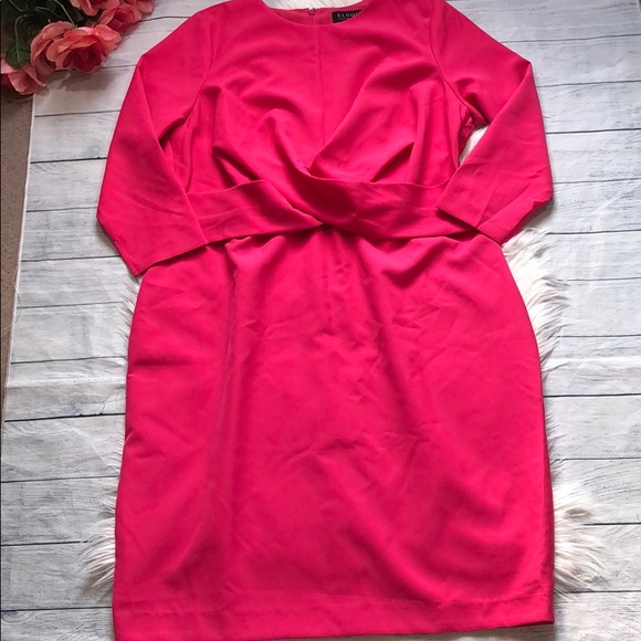 NWT Eloquii Cross Front Hot Pink Shift Dress - Picture 2 of 11